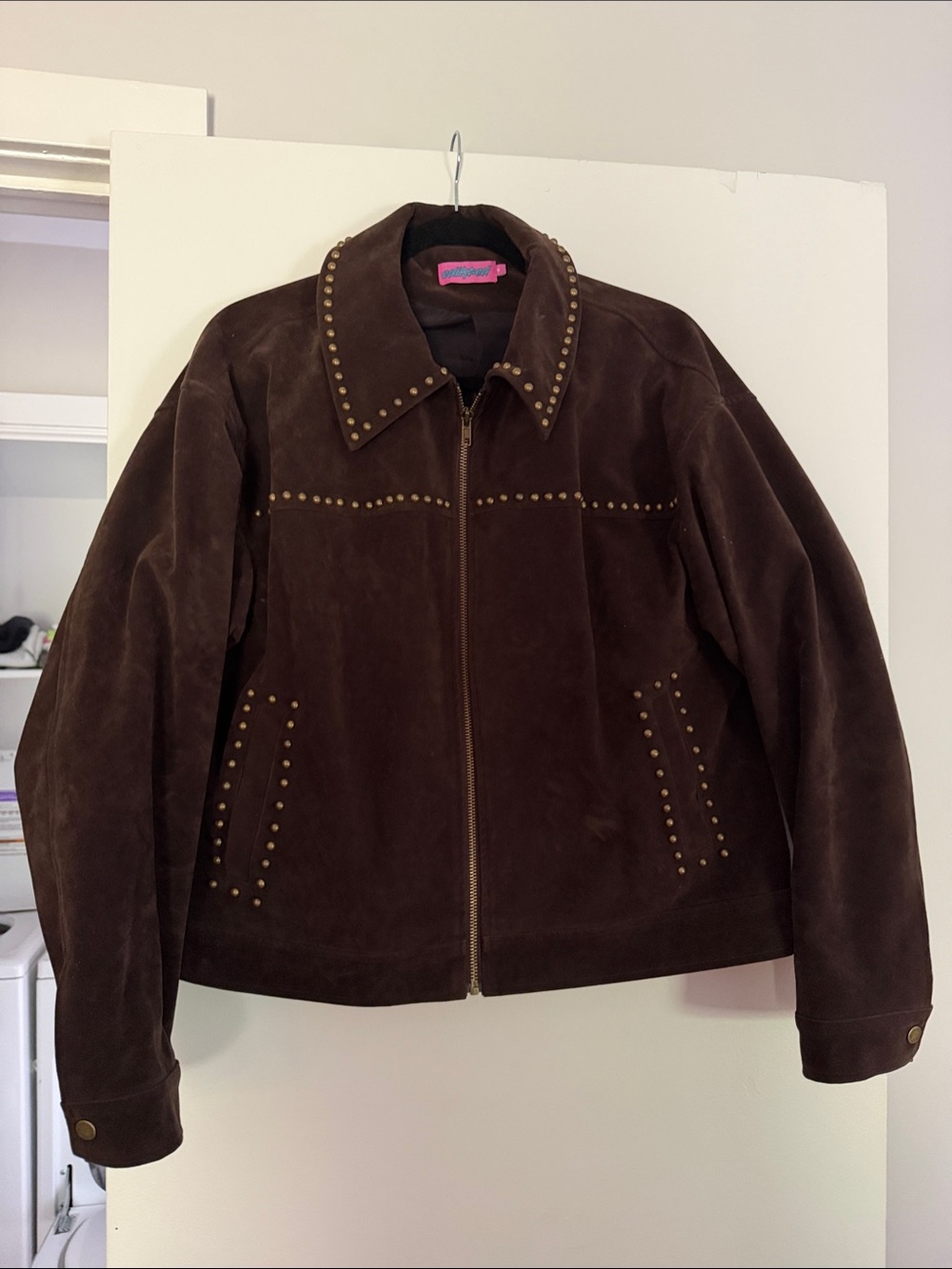Edikted Dark Brown Suede Studded Zip Jacket - Women